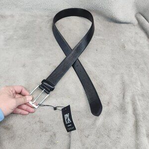PX Belt Mens 32 Black Leather & Polyurethane Silver Tone Buckle *NWT*